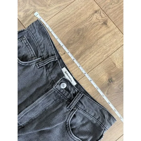 REFORMATION JEANS 26 black Cynthia High Rise Straight long Jean Faded - Picture 12 of 13
